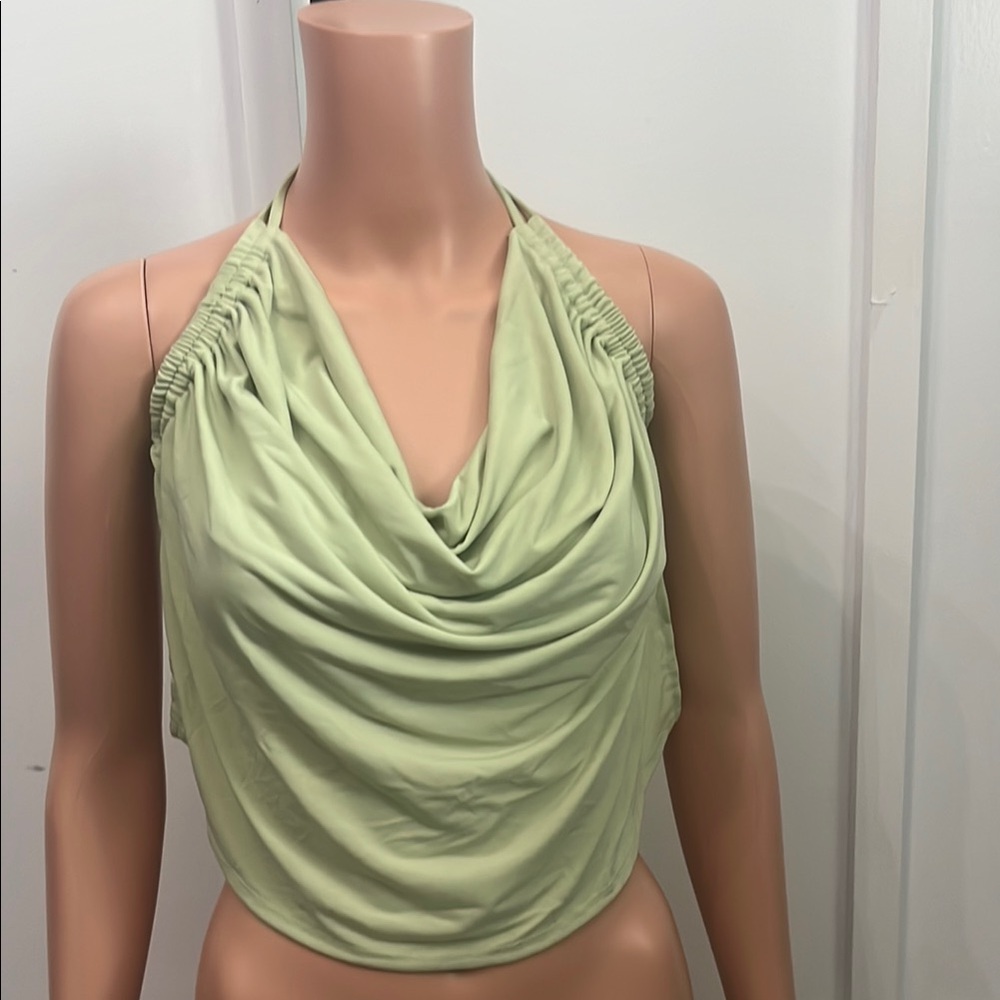 Forever 21 Green Ruched Backless Crop Top